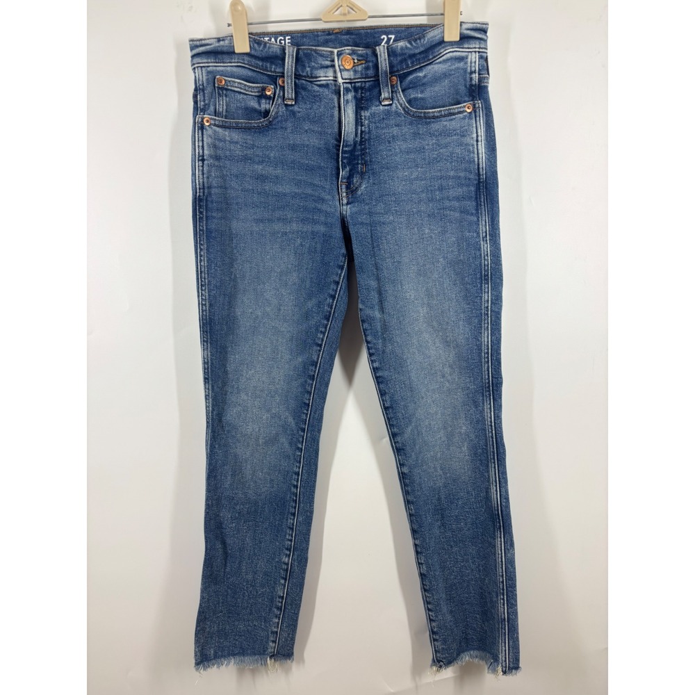 J.Crew 9 Vintage Straight Ankle Jeans 27 Medium Wash Raw Hem Denim